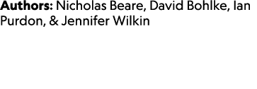 Authors: Nicholas Beare, David Bohlke, Ian Purdon, & Jennifer Wilkin 
