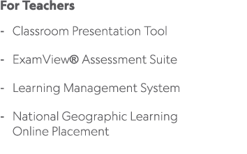 For Teachers Classroom Presentation Tool ExamView® Assessment Suite Learning Management System National Geographic Le...