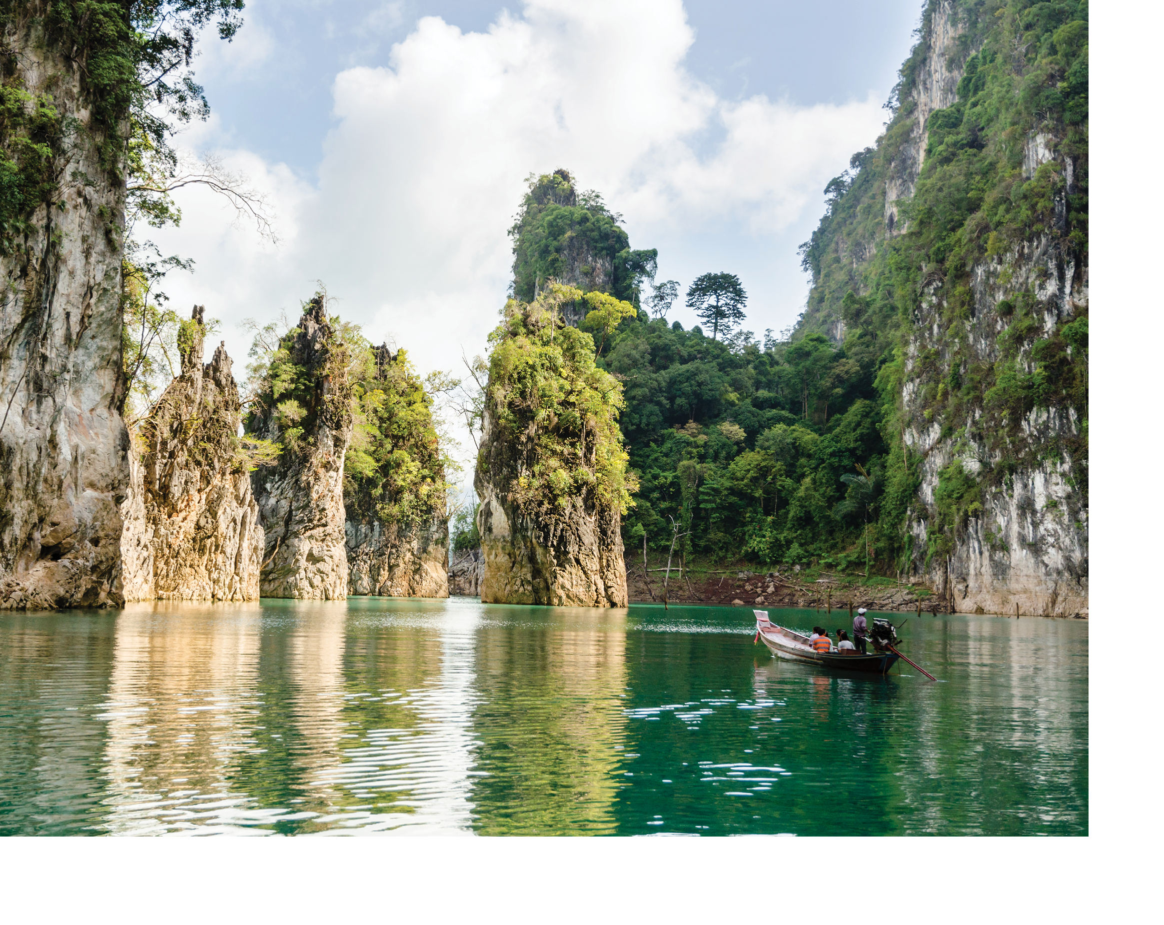 Travel island and green lake at Ratchaprapha Dam in Khao Sok National Park, Surat Thani Province, Thailand ( Guilin of Thailand )