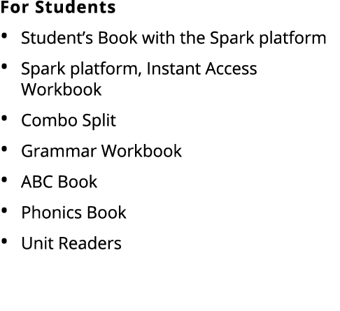 For Students Student’s Book with the Spark platform Spark platform, Instant Access Workbook Combo Split Grammar Workb...