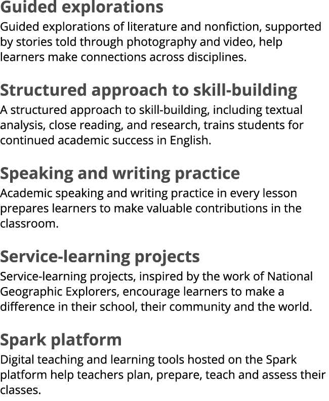 Guided explorations Guided explorations of literature and nonfiction, supported by stories told through photography a...