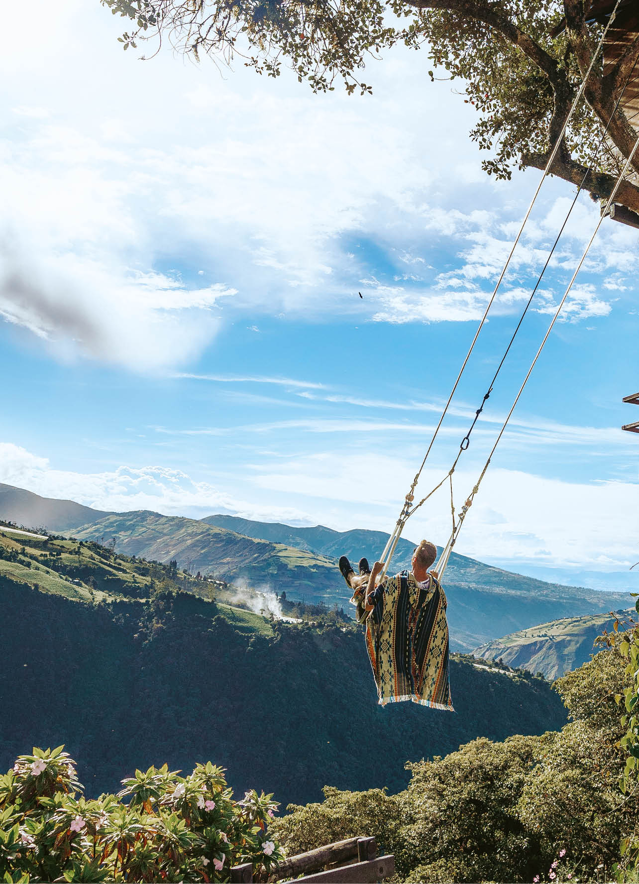 Scenic view of mountains against a beautiful blue sky, Ecuador.