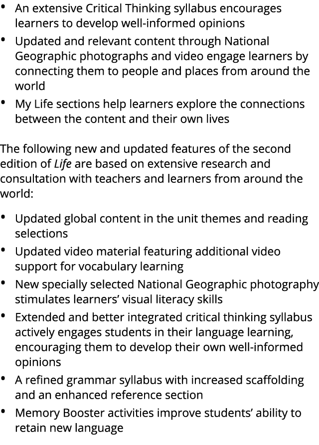 • An extensive Critical Thinking syllabus encourages learners to develop well informed opinions • Updated and relevan...