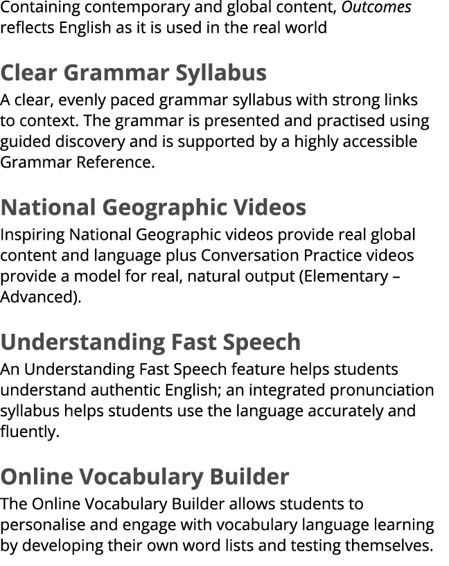 Containing contemporary and global content, Outcomes reflects English as it is used in the real world Clear Grammar S...