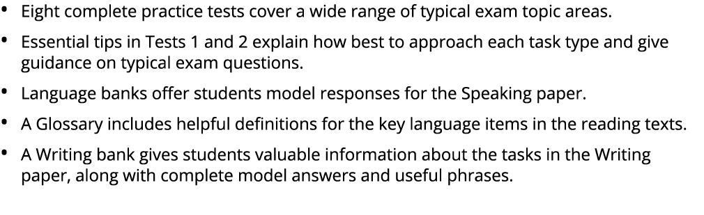 • Eight complete practice tests cover a wide range of typical exam topic areas. • Essential tips in Tests 1 and 2 exp...