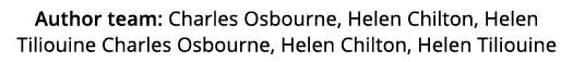 Author team: Charles Osbourne, Helen Chilton, Helen Tiliouine Charles Osbourne, Helen Chilton, Helen Tiliouine