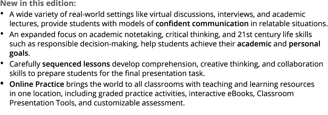 New in this edition: A wide variety of real world settings like virtual discussions, interviews, and academic lecture...