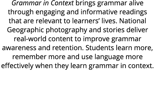 Grammar in Context brings grammar alive through engaging and informative readings that are relevant to learners’ live...