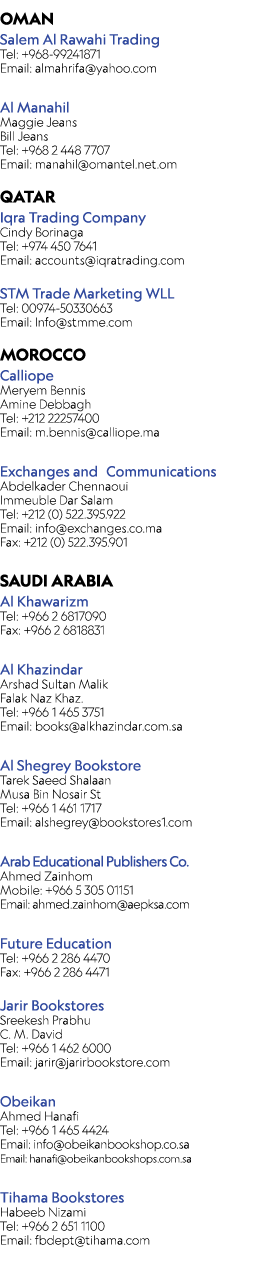 OMAN Salem Al Rawahi Trading Tel: +968 99241871 Email: almahrifa@yahoo.com Al Manahil Maggie Jeans Bill Jeans Tel: +9...