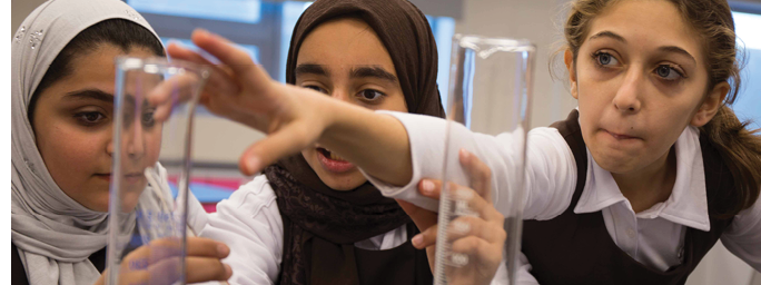 Bahrain, Al-Maarifa Girls Secondary School offers a dynamic program for girls that emphasizes science, english, math, physical education and nutrition classes.