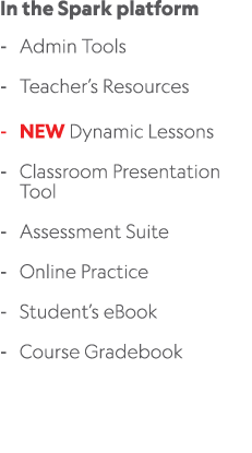 In the Spark platform Admin Tools Teacher’s Resources NEW Dynamic Lessons Classroom Presentation Tool Assessment Suit...
