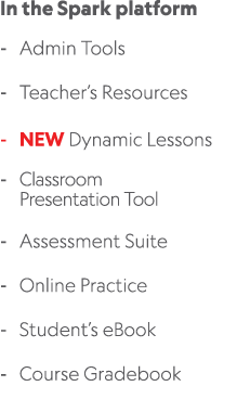 In the Spark platform Admin Tools Teacher’s Resources NEW Dynamic Lessons Classroom Presentation Tool Assessment Suit...