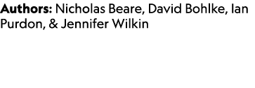 Authors: Nicholas Beare, David Bohlke, Ian Purdon, & Jennifer Wilkin 