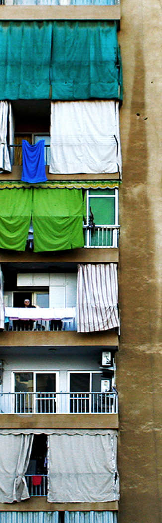 Although at first sight you only see 60 colorful balconies in this residential building in Beirut (Lebanon), I think it's more interesting to see them as 60 different stories behind each - knowing the many different races, religions and political parties that usually live side by side in this exciting city