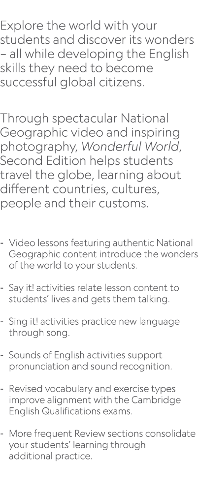  Explore the world with your students and discover its wonders – all while developing the English skills they need to...