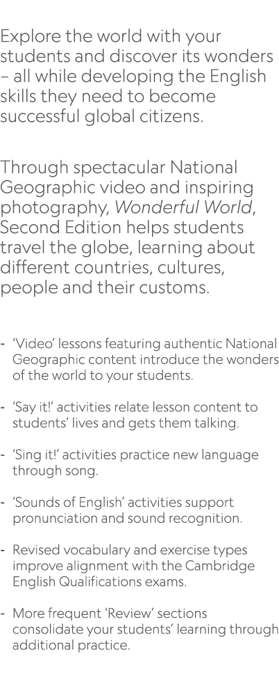  Explore the world with your students and discover its wonders – all while developing the English skills they need to...