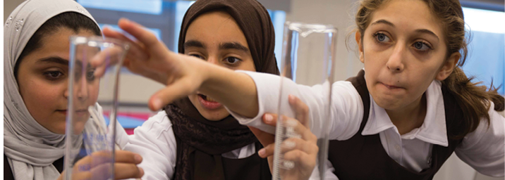 Bahrain, Al-Maarifa Girls Secondary School offers a dynamic program for girls that emphasizes science, english, math, physical education and nutrition classes.