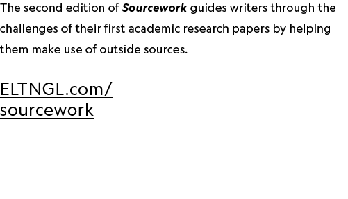 The second edition of Sourcework guides writers through the challenges of their first academic research papers by hel...