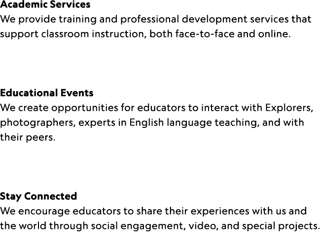 Academic Services We provide training and professional development services that support classroom instruction, both ...
