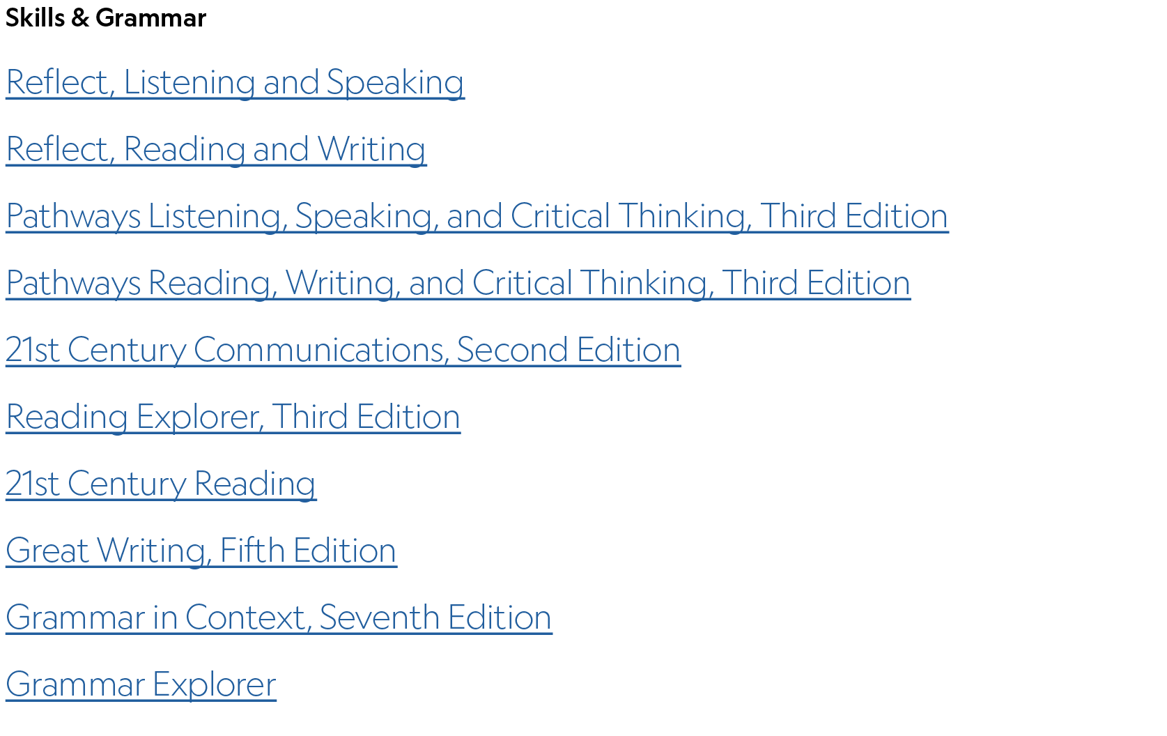 Skills & Grammar Reflect, Listening and Speaking Reflect, Reading and Writing Pathways Listening, Speaking, and Criti...