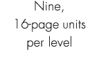 Nine, 16 page units per level