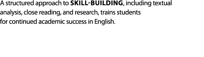 A structured approach to skill building, including textual analysis, close reading, and research, trains students for...