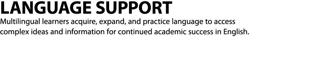 LANGUAGE SUPPORT Multilingual learners acquire, expand, and practice language to access complex ideas and information...