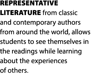 REPRESENTATIVE LITERATURE from classic and contemporary authors from around the world, allows students to see themsel...