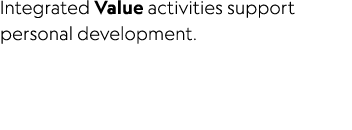 Integrated Value activities support personal development. 