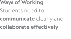 Ways of Working Students need to communicate clearly and collaborate effectively. 