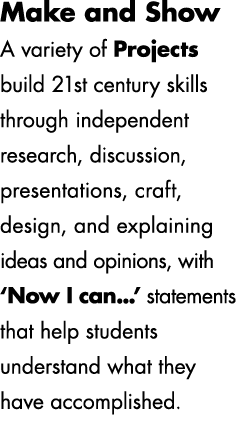 Make and Show A variety of Projects build 21st century skills through independent research, discussion, presentations...