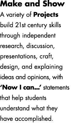 Make and Show A variety of Projects build 21st century skills through independent research, discussion, presentations...