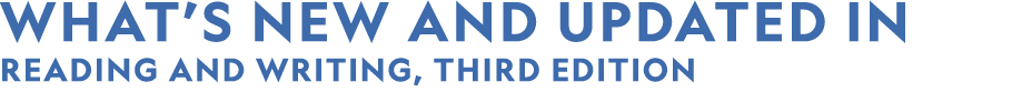 What’s NeW and Updated IN READING AND WRITING, Third Edition