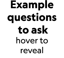 Example questions to ask hover to reveal