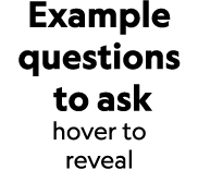 Example questions to ask hover to reveal