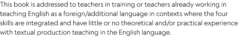This book is addressed to teachers in training or teachers already working in teaching English as a foreign/additiona...