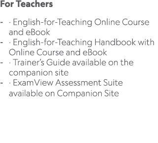 For Teachers · English for Teaching Online Course and eBook · English for Teaching Handbook with Online Course and eB...