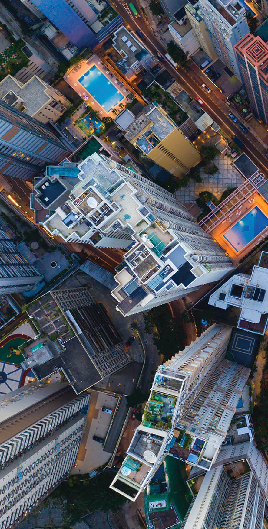 Hong Kong Aerial scene in night, with road and traffic