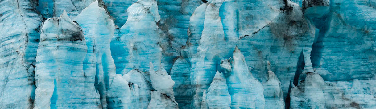 Close up of the icy face of the Lamplugh Glacier, Glacier Bay National Park, Alaska 