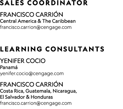  SALES COORDINATOR FRANCISCO CARRIÓN Central America & The Caribbean francisco carrion cengage com  LEARNING CONSULTA   