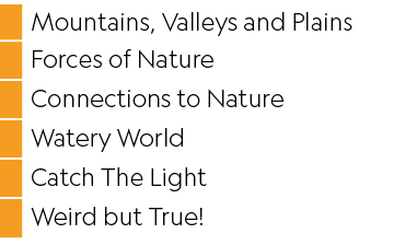 ,Mountains, Valleys and Plains,,Forces of Nature,,Connections to Nature,,Watery World,,Catch The Light,,Weird but True 
