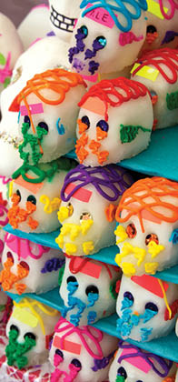 Miniature sugar skulls at Day of the Dead market 