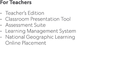 For Teachers Teacher’s Edition Classroom Presentation Tool Assessment Suite Learning Management System National Geogr...