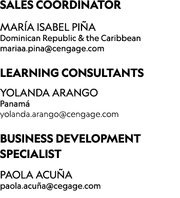 ﻿SALES COORDINATOR Mar a Isabel Pi a Dominican Republic & the Caribbean mariaa.pina@cengage.com LEARNING CONSULTANTS ...