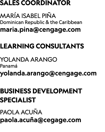 ﻿SALES COORDINATOR Mar a Isabel Pi a Dominican Republic & the Caribbean maria.pina@cengage.com LEARNING CONSULTANTS Y...
