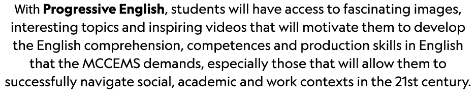 With Progressive English, students will have access to fascinating images, interesting topics and inspiring videos th...