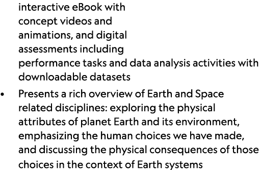 interactive eBook with concept videos and animations, and digital assessments including performance tasks and data an...