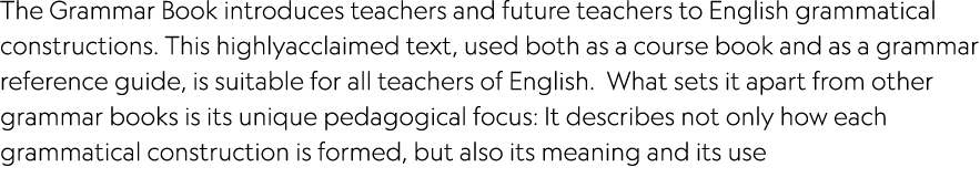 The Grammar Book introduces teachers and future teachers to English grammatical constructions. This highlyacclaimed t...