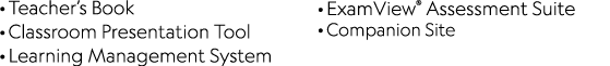· Teacher’s Book · Classroom Presentation Tool · Learning Management System · ExamView® Assessment Suite · Companion ...