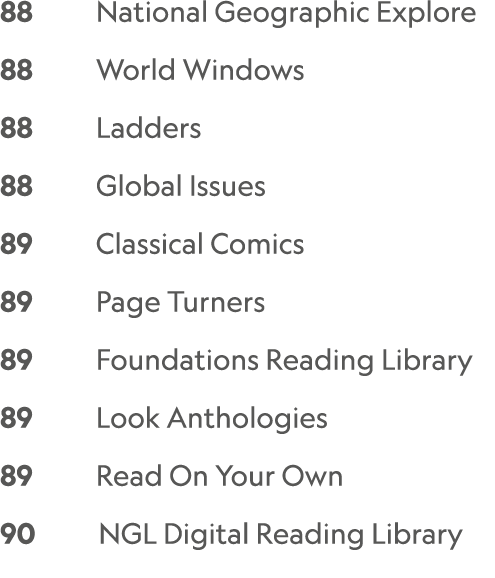 88    National Geographic Explore 88     World Windows 88     Ladders 88     Global Issues 89     Classical Comics 8...